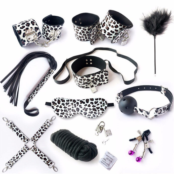 Sex Handcuffs Collar Blindfold Nipple Clamps Whip Gag Bdsm Sex Bondage Kit Exotic Accessories Set Sex Toys for Couples Games