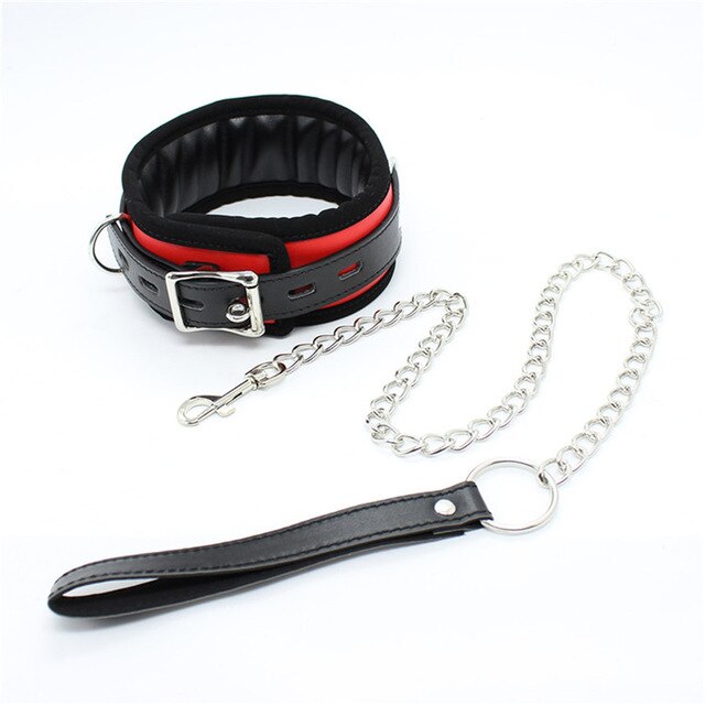 AAA Leather Sponge Bondage Collar With Metal Chain Sex Toys For Couples Women Adults Bdsm Bondage Erotic Games Sexy Lingerie