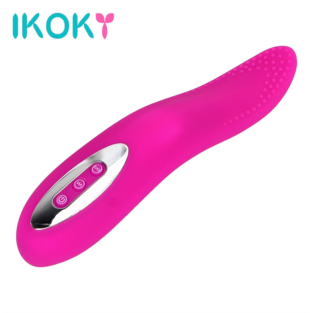 IKOKY Dildo Clitoris Stimulator Female Masturbation Oral Sex 12 Speed Tongue Vibrator G-spot Vagina Licking Sex Toys For Woman