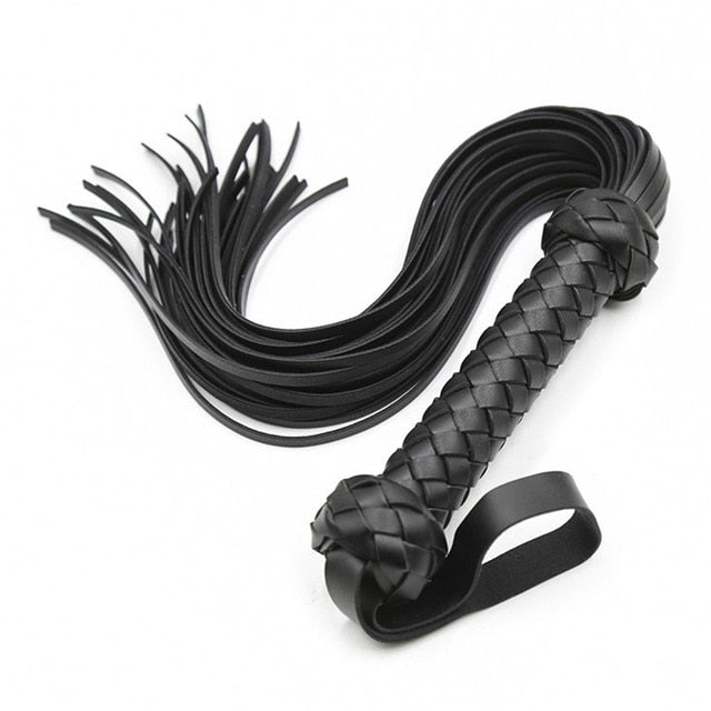 Fetish Black&Red PU Leather Whip Flogger Handle Spanking Paddle Knout Flirt BDSM Adult Game Erotic Sex Toys for Women Couples