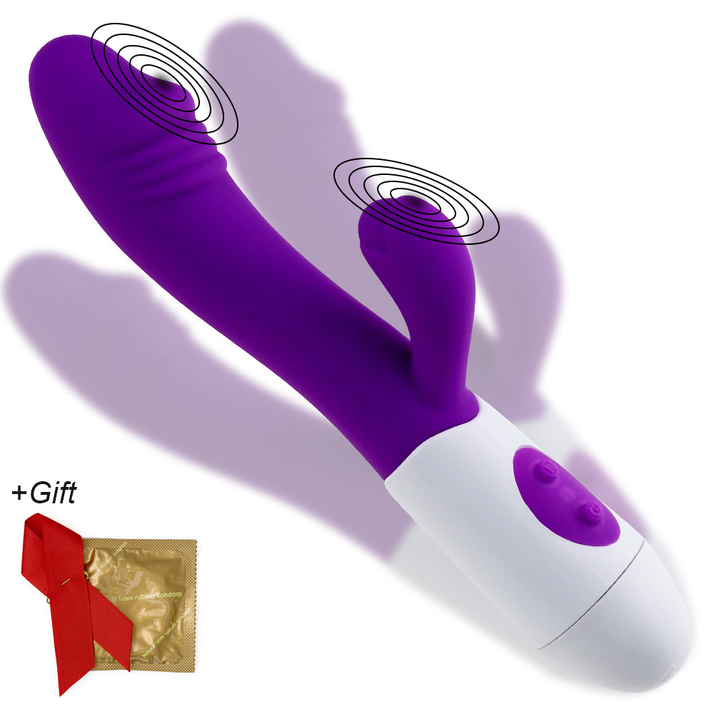 Man nuo Silicone G Spot Dildo Rabbit Vibrator Dual Vibration 7 Speeds Vagina Clitoris Massager Sex Toys For Women with Free Gift