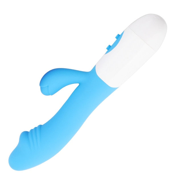 Man nuo Silicone G Spot Dildo Rabbit Vibrator Dual Vibration 7 Speeds Vagina Clitoris Massager Sex Toys For Women with Free Gift