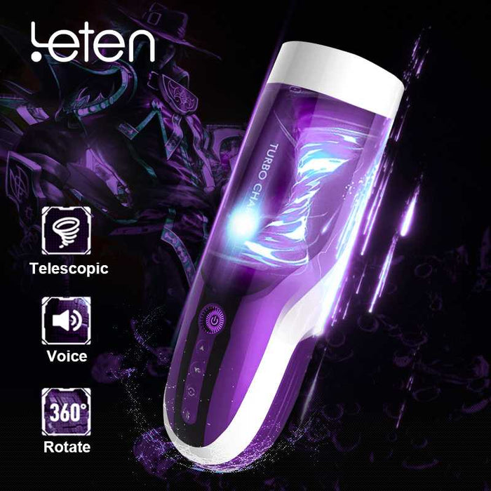 Leten Automatic Strong Thrusting Male Masturbator Piston Retractable And Rotate Voice Vibrator Sex Toys For Men Masturbation Cup