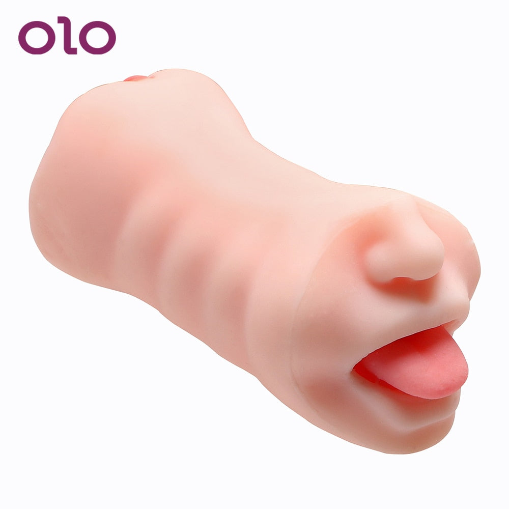 OLO Sex Products Silicone Artificial Vagina Mouth Double Tunnels Sex Toys for Men Male Male Masturbation