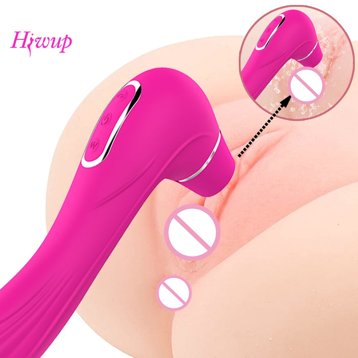 HIWUP Sex Sucking Toys Vibrator Powerful Clitoris Sucker Blowjob Tongue Stimulator Nipple Vagina Pussy Pump Sex Toys for Women