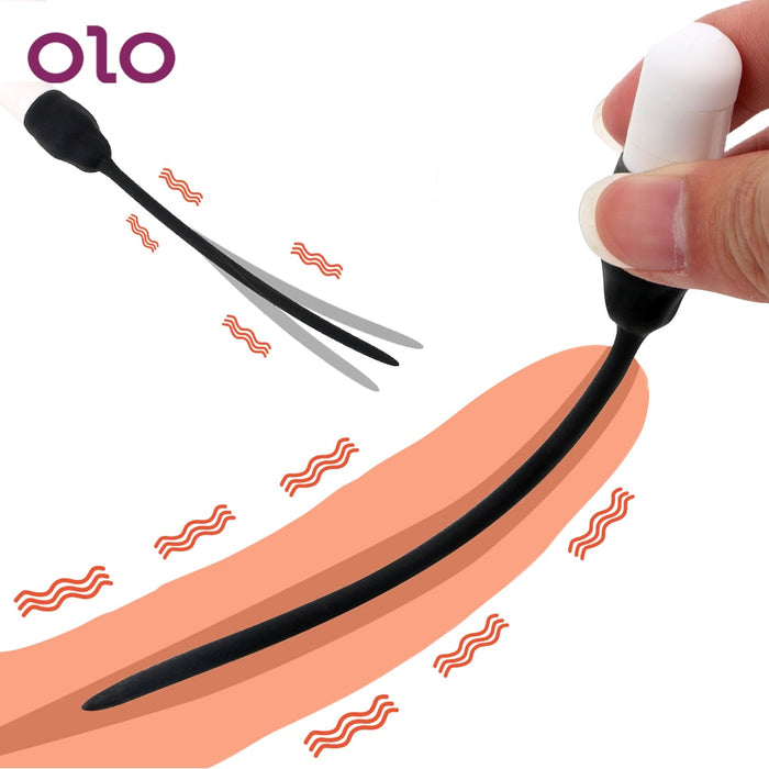 OLO Urethral Dilators Penis Plug Insertion Urethral Plug Catheter Vibrator Silicone 7 Frequency Sex Toys for Men Adult Products