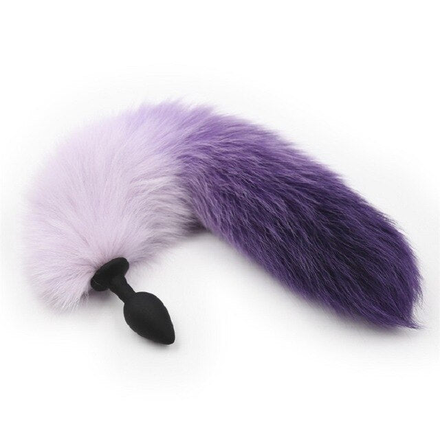 New silicone black Anal Plug beads pink purple fox tail Butt plug Role Play Flirting Fetish erotic sex Toy for Women