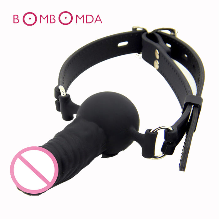 BDSM Bondage Fetish Sex Slave Cosplay Flirting Harness Dildo Mouth With Penis Gag Adult Sex Toys For Woman Men Couple Adult Game