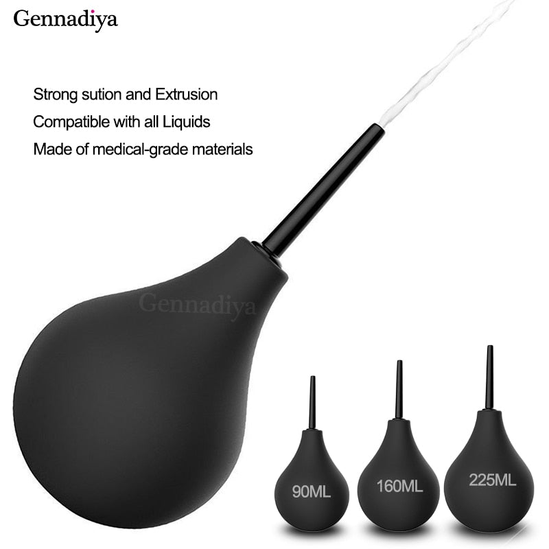 Medical Materials Anal Cleaner bulb Ball Enema Cleaning Douche Ball Safe Silicone Cleaner toys for Women Adultes Product Black