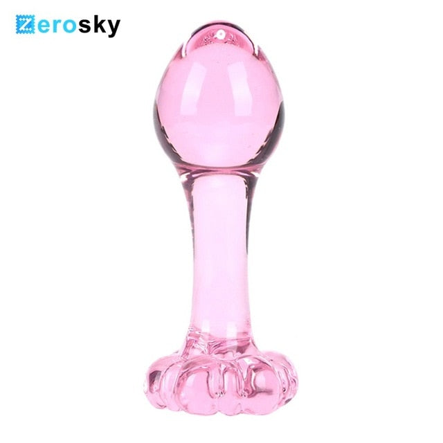 Flower Crystal Glass Anal Plug Masturbation Sex Toys for Men Women Butt Plug Adult Products Pink Prostate Massager Anal Sex Toys