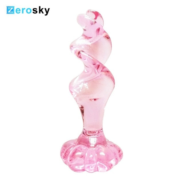 Flower Crystal Glass Anal Plug Masturbation Sex Toys for Men Women Butt Plug Adult Products Pink Prostate Massager Anal Sex Toys